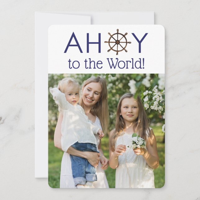 Ahoy Joy till World jul Nautical Photo Julkort (Framsida)