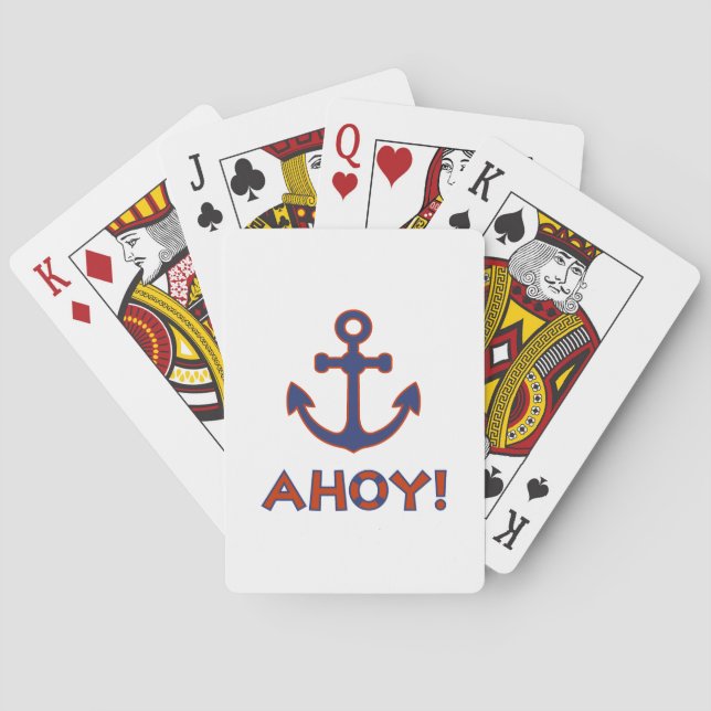AHOY! Köp + Anchor Design Red + Blue Casinokort (Baksidan)