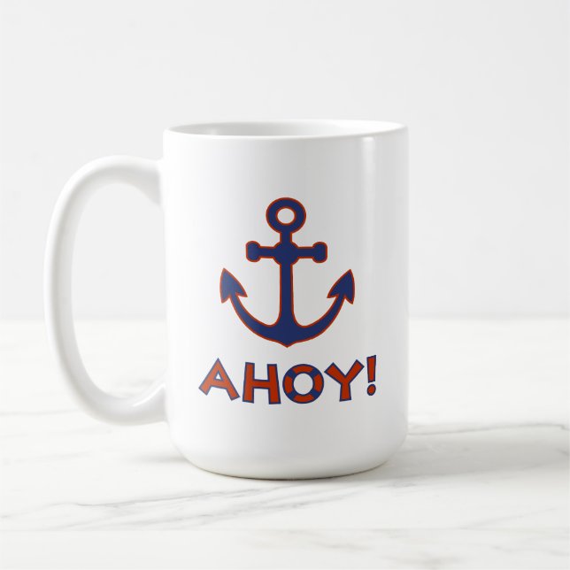 AHOY! Köp + Anchor Design Red + Blue Kaffemugg (Vänster)