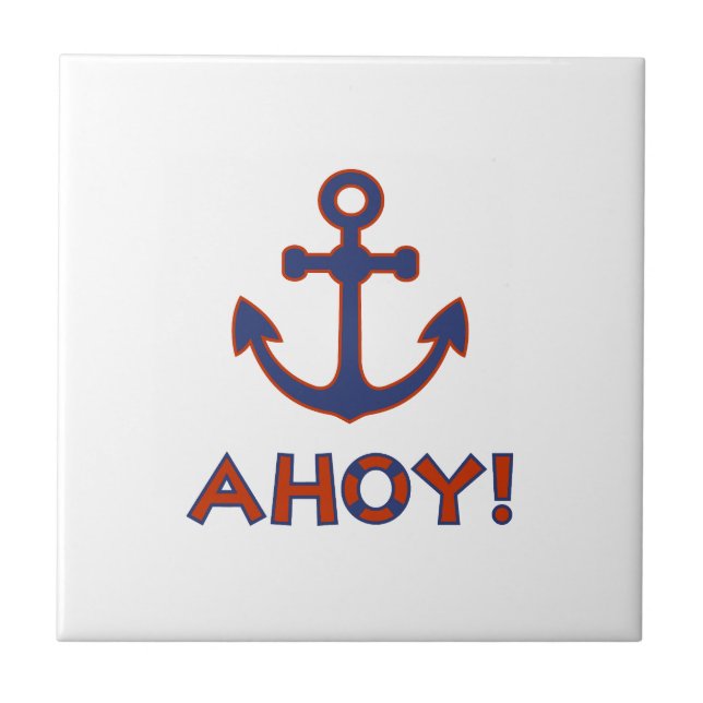 AHOY! Köp + Anchor Design Red + Blue Kakelplatta (Framsidan)