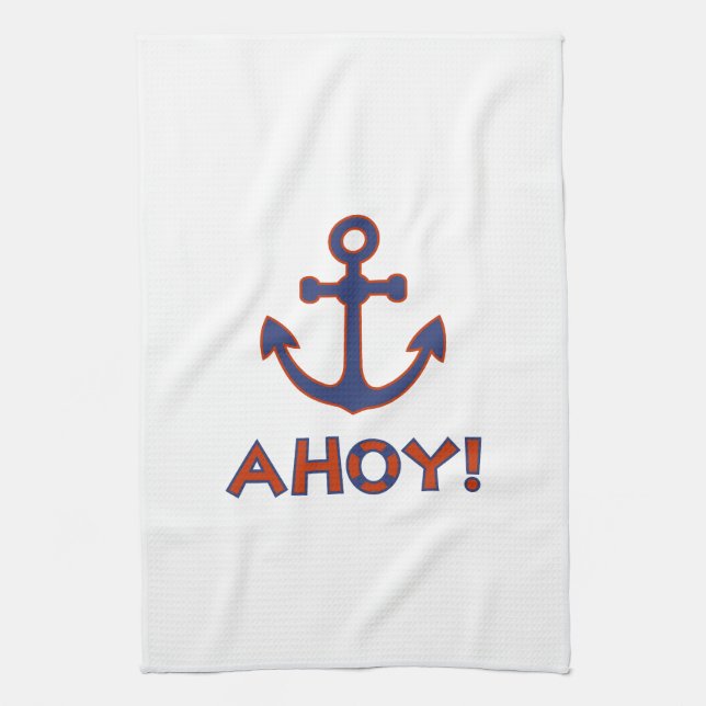 AHOY! Köp + Anchor Design Red + Blue Kökshandduk (Vertikal)
