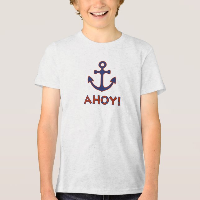 AHOY! Köp + Anchor Design Red + Blue T Shirt (Framsida)