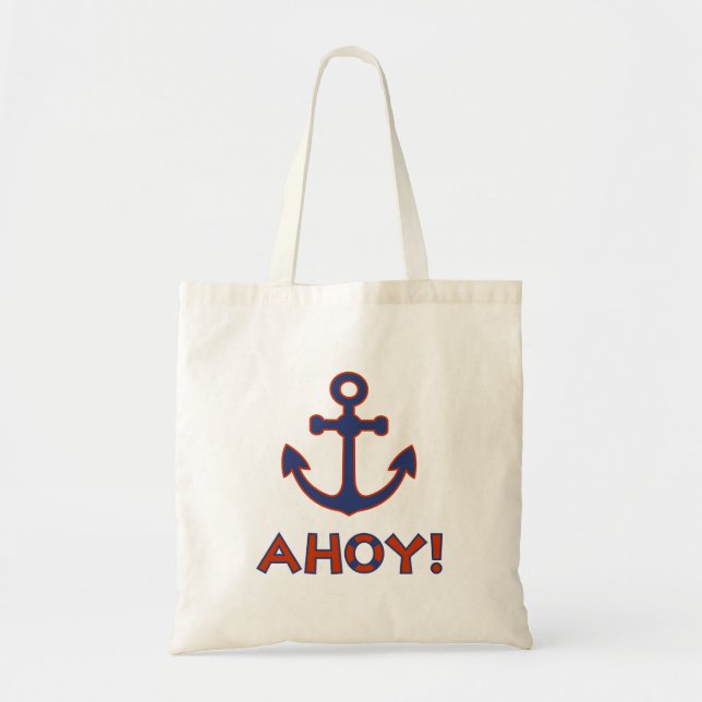 AHOY! Köp + Anchor Design Red + Blue Tygkasse (Framsidan)