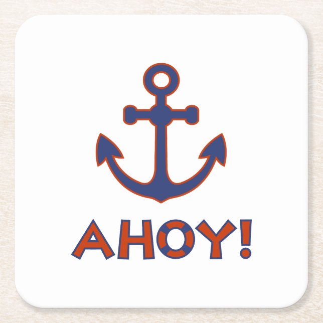 AHOY! Köp + Anchor Design Red + Blue Underlägg Papper Kvadrat (Framsidan)