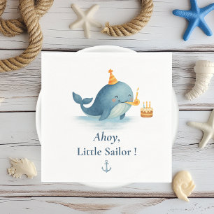 Ahoy Little Sailor Birthday Napkin Whale Party Pappersservett