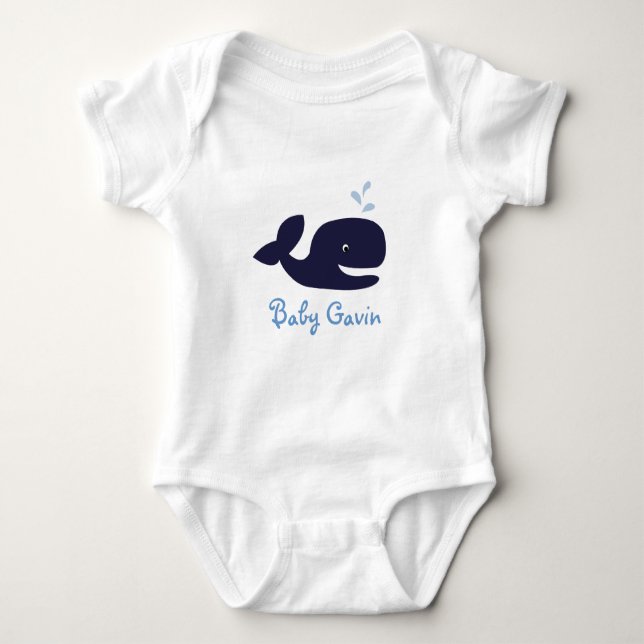 AHOY MATE BLUE WHALE Baby Creeper Tröja (Framsida)