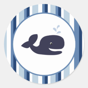 Ahoy Mate Blue Whale Kuvert Seals / Toppers 20 Runt Klistermärke