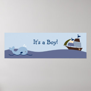 Ahoy Mate Nautical Baby Shower Banner-tecken Poster