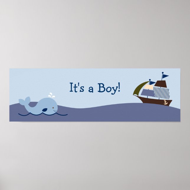 Ahoy Mate Nautical Baby Shower Banner-tecken Poster (Framsidan)