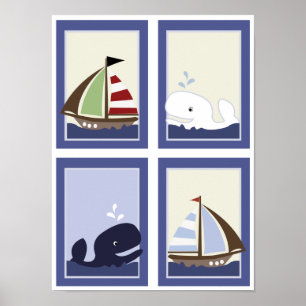 AHOY MATE Segelbåt Boys Nursery Room Prints Poster