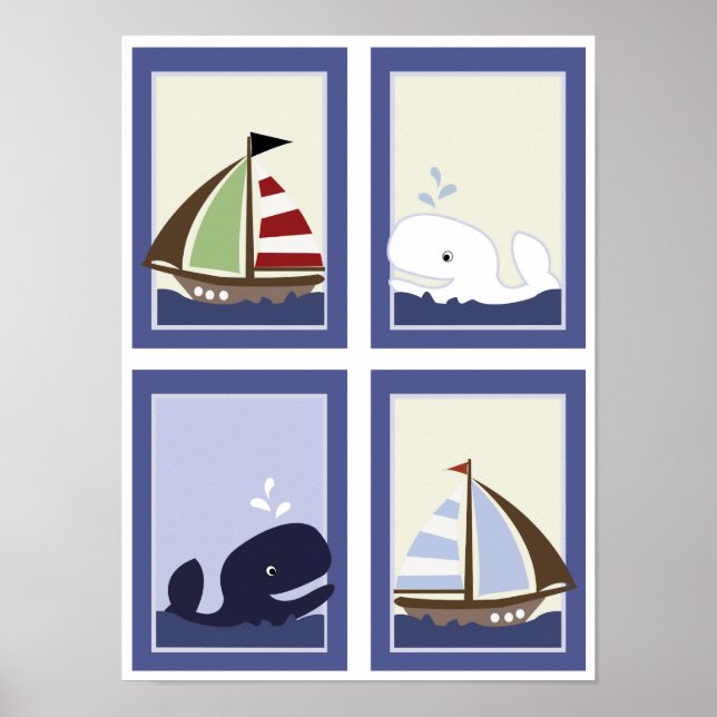AHOY MATE Segelbåt Boys Nursery Room Prints Poster (Framsidan)