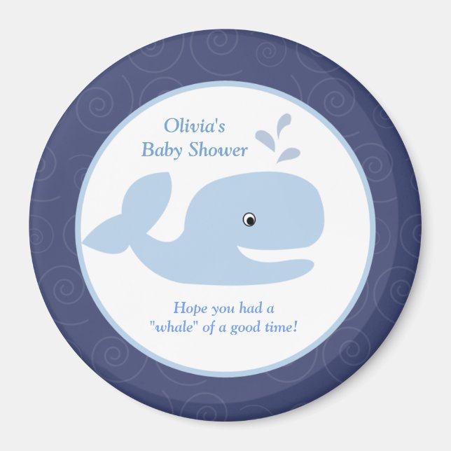 Ahoy Mate Whale 3-tums Round Favor Magnet (Framsidan)