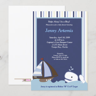 Ahoy Mate Whale Sailboat Boy Nautical Baby Shower Inbjudningar