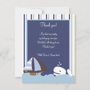 Ahoy Mate White Whale 4x5 Flat Tackkort Anteckningskort