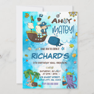 Ahoy Matey Birthday-inbjudan Inbjudningar