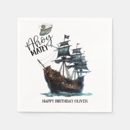 Ahoy Matey! Black Pirat Frakt Birthday Pappersservett