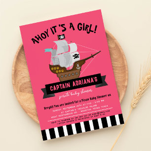 Ahoy Matey! Boat Pirat Girl Baby Shower Inbjudningar