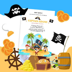 Ahoy Matey! Boys Birthday i pirat Inbjudningar