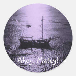 Ahoy Matey-kuvertsälar lila Runt Klistermärke