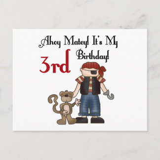 Ahoy Matey Pirat 3:e födelsedag Tshirts and Gifts Vykort