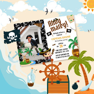 Ahoy Matey! Pirat Boys Birthday Inbjudningar