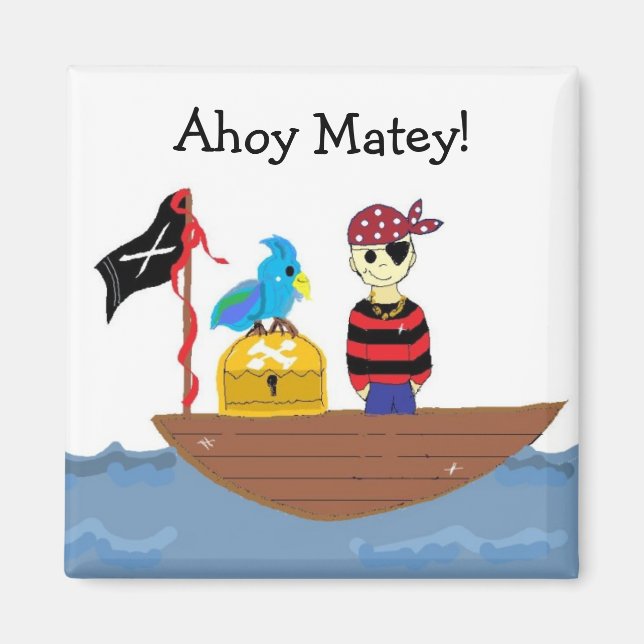 Ahoy Matey Pirat Design Magnet (Framsidan)