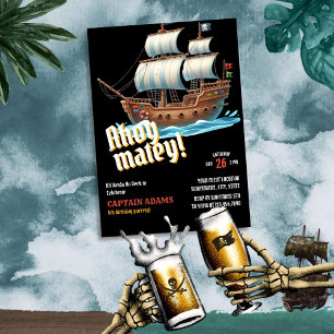 Ahoy Matey! Pirat Frakt Birthday Inbjudningar