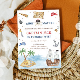 Ahoy Matey! Pirat Frakt Treasure Boy Birthday Inbjudningar