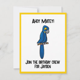Ahoy Matey Pirat Parrot Tecknad, Funny Macaw Bird Inbjudningar