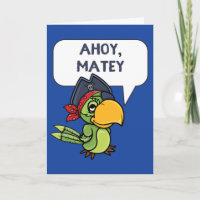 Ahoy Matey Pirat Parrot Tecknad Greeting Card