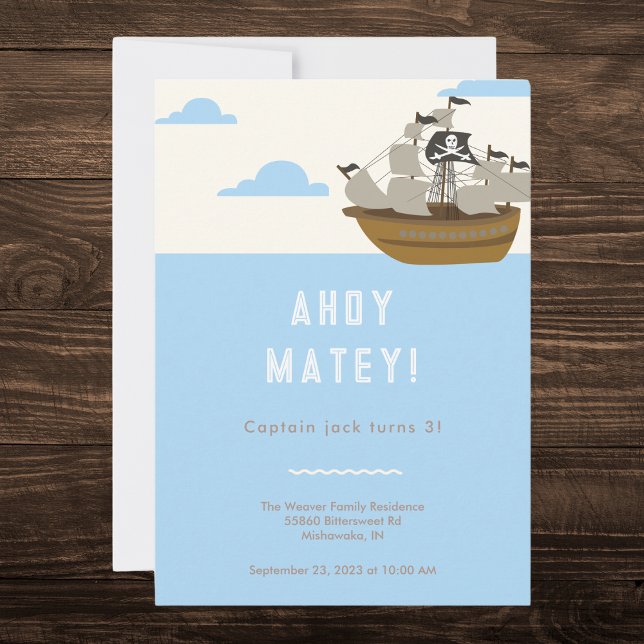 Ahoy Matey Pirat-Thmet Birthday Inbjudningar (Skapare uppladdad)
