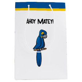 Ahoy Matey Pirate Parrot Cartoon, Funny Macaw Bird