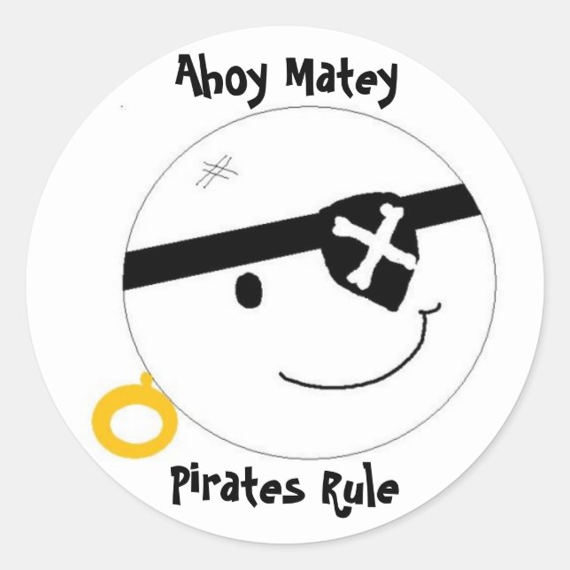 Ahoy Matey Pirater Rule Runt Klistermärke (Framsida)