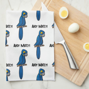 Ahoy Matey Piratpapegoja Tecknad, Rolig Macaw Fåge Kökshandduk