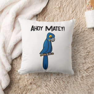 Ahoy Matey Piratpapegoja Tecknad, Rolig Macaw Fåge Kudde