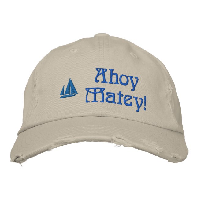 Ahoy Matey Sailors Embroiderade Hat Broderad Keps (Framsida)