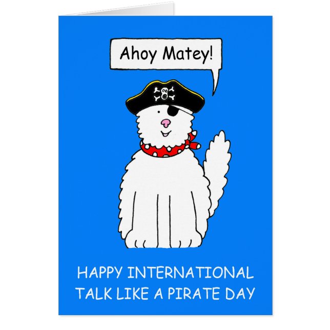 Ahoy Matey Talk like a Pirate Day Cartoon Cat Hälsningskort (Framsidan)