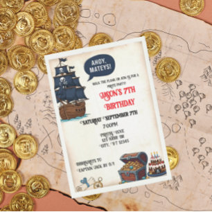 Ahoy Mateys Födelsedagsfest Pirat Inbjudningar