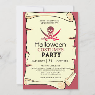Ahoy Mateys Pirat Halloween Kostymer Fest Inbjudningar