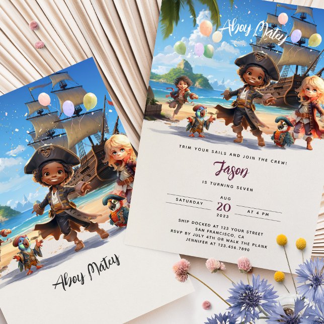 Ahoy Mateys! Pirat Paradise Island Birthday Bash Inbjudningar (Skapare uppladdad)