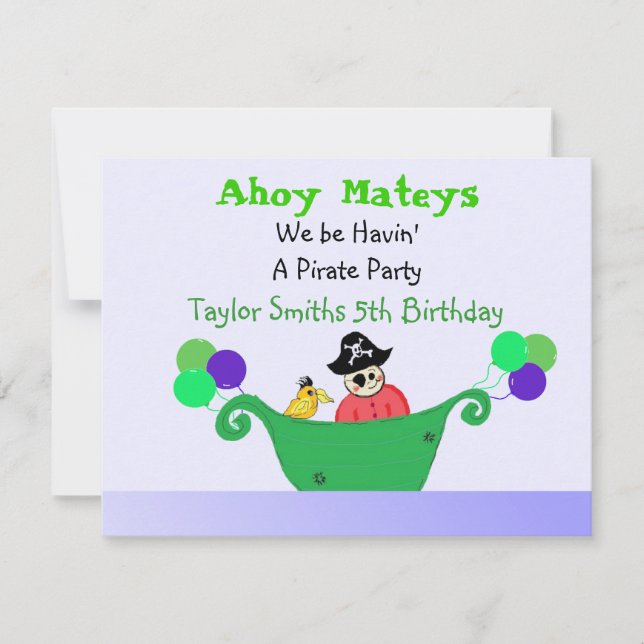 Ahoy Mateys Pirat Party Inbjudningar (Framsida)