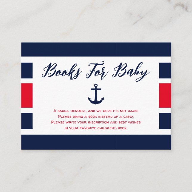Ahoy! Nautical Baby Shower Bokar för Baby Tilläggskort (Framsida)