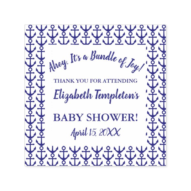 Ahoy Nautical Baby Shower Tack Frimärke Självfärgande Stämpel (Design)