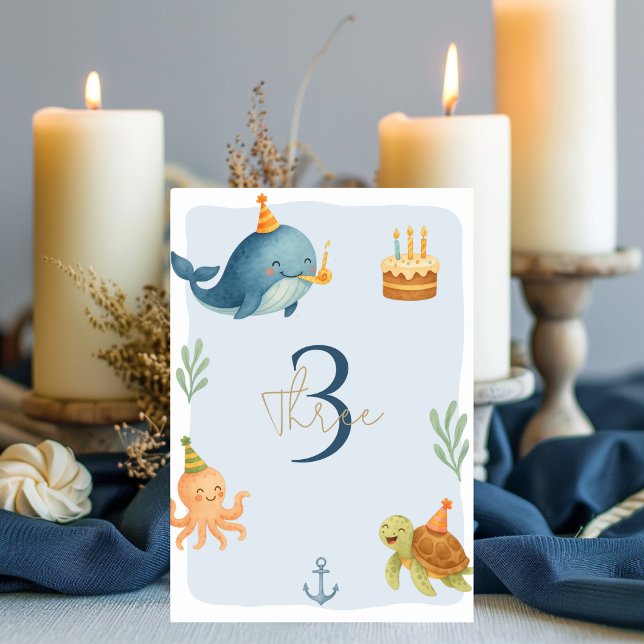 Ahoy Nautical Birthday | Valdjur och havsdjur Bordsnummer (Skapare uppladdad)
