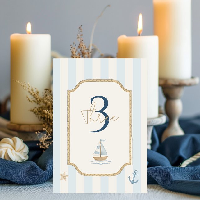 Ahoy Nautical Blue | Segelbåt och Rope Bordsnummer (Skapare uppladdad)