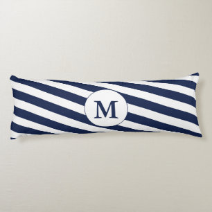 Ahoy! Nautical Monogram Navy Blue & White Rand Kroppskudde