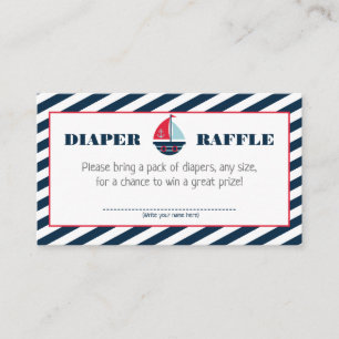 Ahoy Nautical Navy Blue Rand Boy Diaper Raffle Tilläggskort