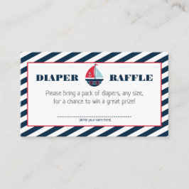 Ahoy Nautical Navy Blue Rand Boy Diaper Raffle Tilläggskort
