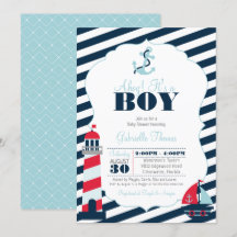 Ahoy Nautical Navy Blue Rand Boy Shower