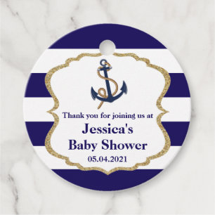 Ahoy Nautical Navy Blue Rand Gift Märkres Gåvor Etiketter